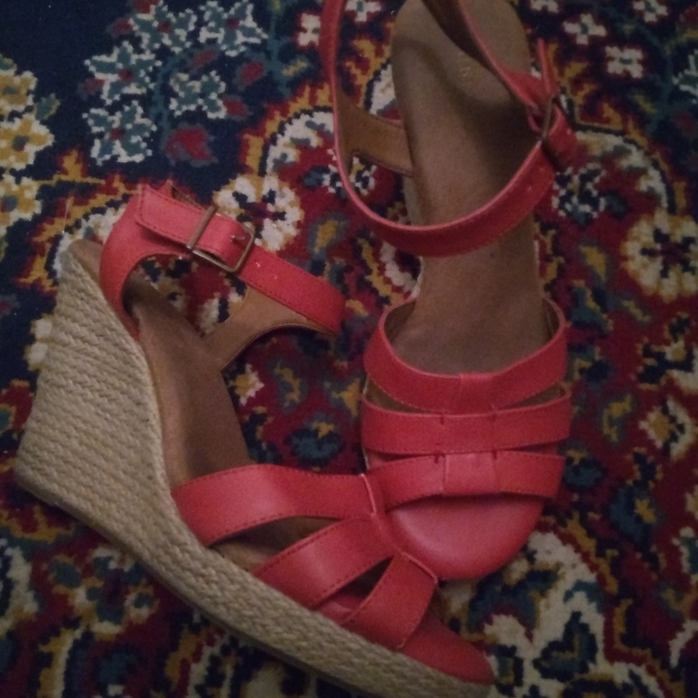 GH Bass and co. Orange leather Wedge Heel's
